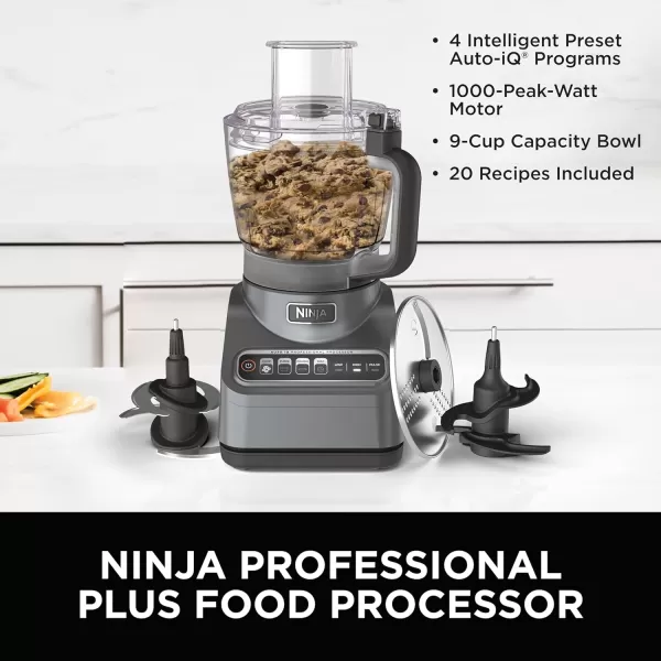 Ninja NF705BRN Professional XL Food Processor Storage Box 1200 PeakWatts 4in1 Chopping SlicingShredding Purees Dough 12Cup Processor Bowl 2 Blades ampamp 2 Discs Feed ChutePusher Black9Cup Food Processor
