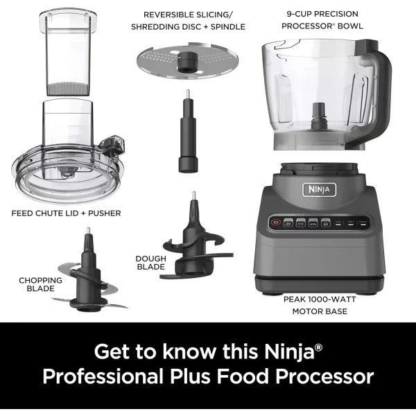 Ninja NF705BRN Professional XL Food Processor Storage Box 1200 PeakWatts 4in1 Chopping SlicingShredding Purees Dough 12Cup Processor Bowl 2 Blades ampamp 2 Discs Feed ChutePusher Black9Cup Food Processor