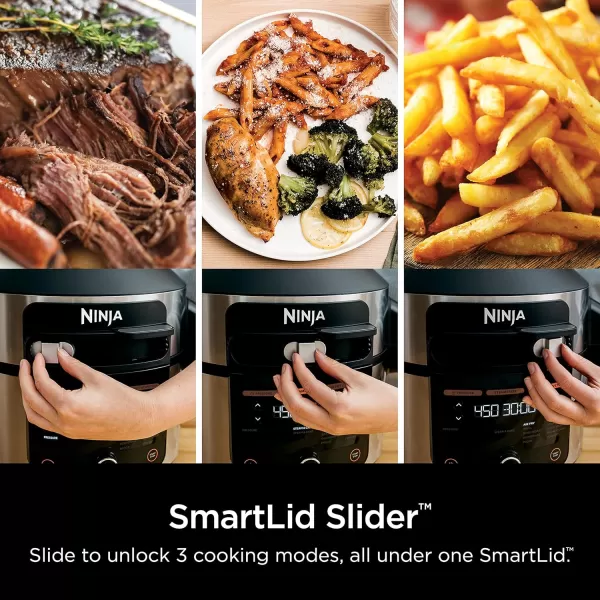 Ninja OL601 Foodi XL 8 Qt Pressure Cooker Steam Fryer with SmartLid 14in1 that Air Fries Bakes ampamp More with 3Layer Capacity 5 Qt Crisp Basket ampamp 45 Recipes SilverBlack65 Quarts