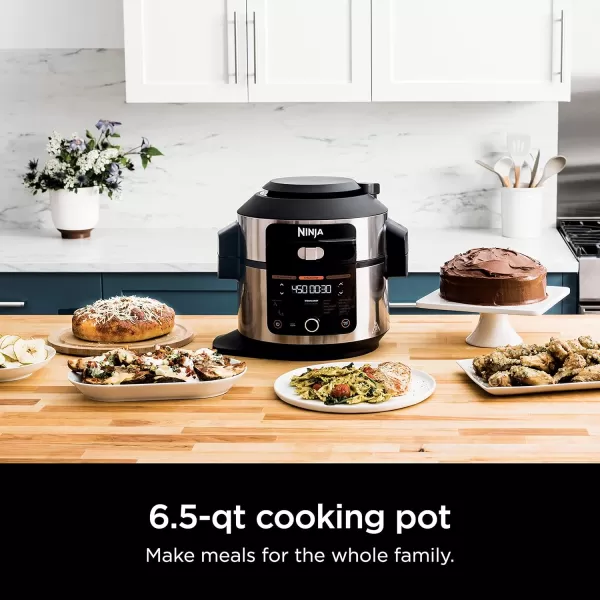 Ninja OL601 Foodi XL 8 Qt Pressure Cooker Steam Fryer with SmartLid 14in1 that Air Fries Bakes ampamp More with 3Layer Capacity 5 Qt Crisp Basket ampamp 45 Recipes SilverBlack65 Quarts