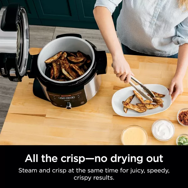 Ninja OL601 Foodi XL 8 Qt Pressure Cooker Steam Fryer with SmartLid 14in1 that Air Fries Bakes ampamp More with 3Layer Capacity 5 Qt Crisp Basket ampamp 45 Recipes SilverBlack65 Quarts