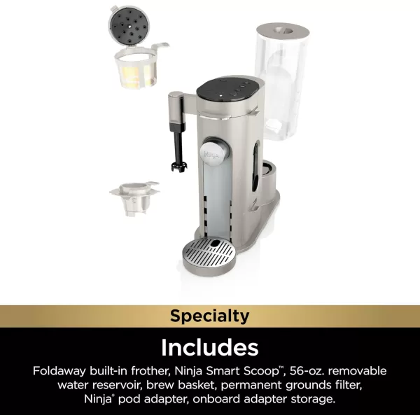 Ninja Pods ampamp Grounds Specialty SingleServe Coffee Maker KCup Pod Compatible BuiltIn Milk Frother 6oz Cup to 24oz Travel Mug Sizes Iced Coffee Maker 1550 watts Sage Green PB051SGStone