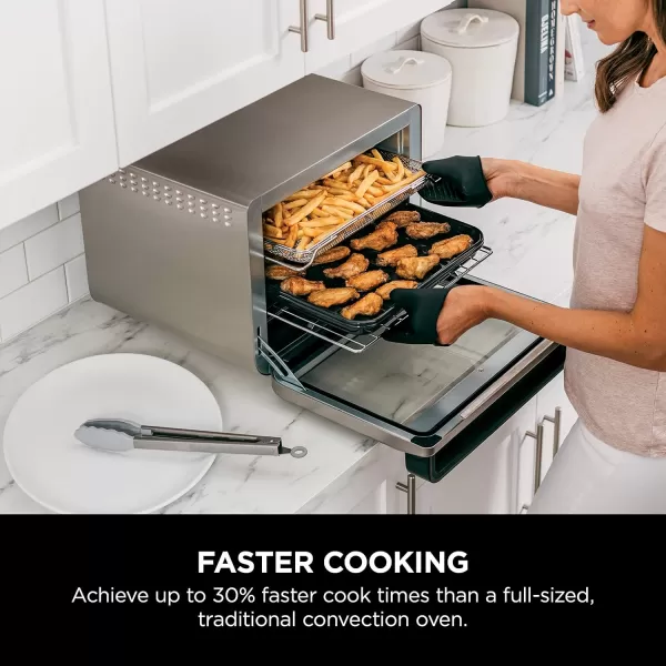 Ninja Prestige Smart XL with Pro Cook System 10in1 Air Fry Digital Countertop Convection Toaster Oven with Air Fry Air Roast Broil ampamp Bake Pro Cook Thermometer 1800 Watts Stainless Steel DT55110in1