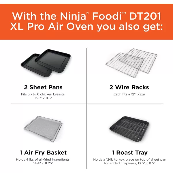 Ninja Prestige Smart XL with Pro Cook System 10in1 Air Fry Digital Countertop Convection Toaster Oven with Air Fry Air Roast Broil ampamp Bake Pro Cook Thermometer 1800 Watts Stainless Steel DT55110in1