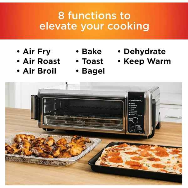 Ninja SP101 Digital Air Fry Countertop Oven with 8in1 Functionality Flip Up ampamp Away Capability for Storage Space with Air Fry Basket Wire Rack ampamp Crumb Tray Silver