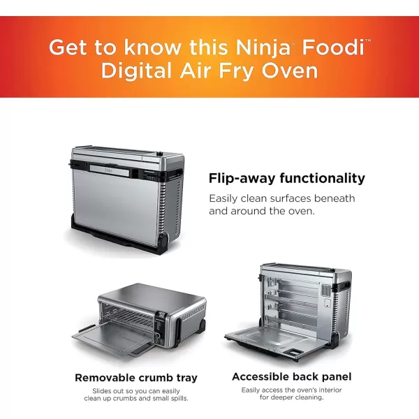 Ninja SP101 Digital Air Fry Countertop Oven with 8in1 Functionality Flip Up ampamp Away Capability for Storage Space with Air Fry Basket Wire Rack ampamp Crumb Tray Silver