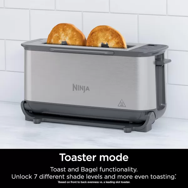 Ninja ST100 Foodi 2in1 Flip Toaster 2Slice Capacity Compact Toaster Oven Snack Maker 1500 Watts Stainless Steel4 Functions