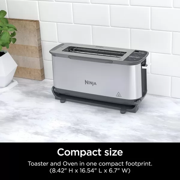 Ninja ST100 Foodi 2in1 Flip Toaster 2Slice Capacity Compact Toaster Oven Snack Maker 1500 Watts Stainless Steel6 Functions