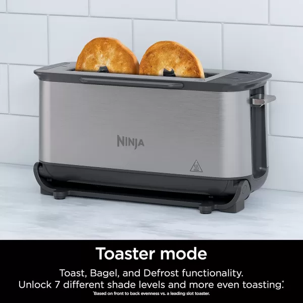 Ninja ST100 Foodi 2in1 Flip Toaster 2Slice Capacity Compact Toaster Oven Snack Maker 1500 Watts Stainless Steel6 Functions