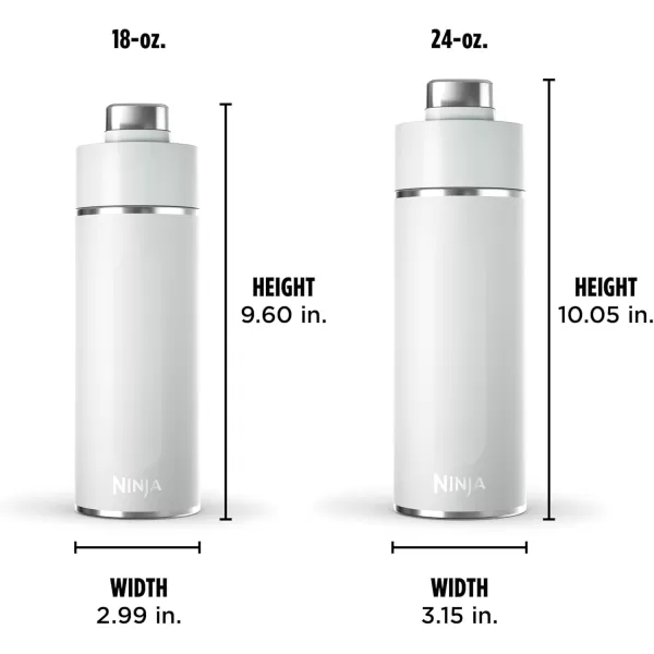 Ninja Thirsti 18oz Travel Water Bottle For Carbonated Sparkling Drinks Colder and Fizzier Longer Leak Proof 24 Hrs Cold Dishwasher Safe Stainless Steel Insulated Tumbler Charcoal Gray DW1801GYWhite