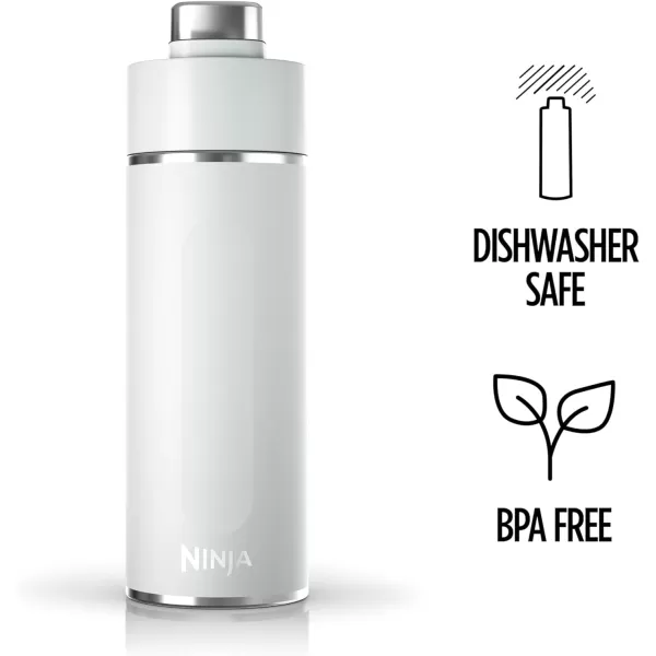 Ninja Thirsti 18oz Travel Water Bottle For Carbonated Sparkling Drinks Colder and Fizzier Longer Leak Proof 24 Hrs Cold Dishwasher Safe Stainless Steel Insulated Tumbler Charcoal Gray DW1801GYWhite