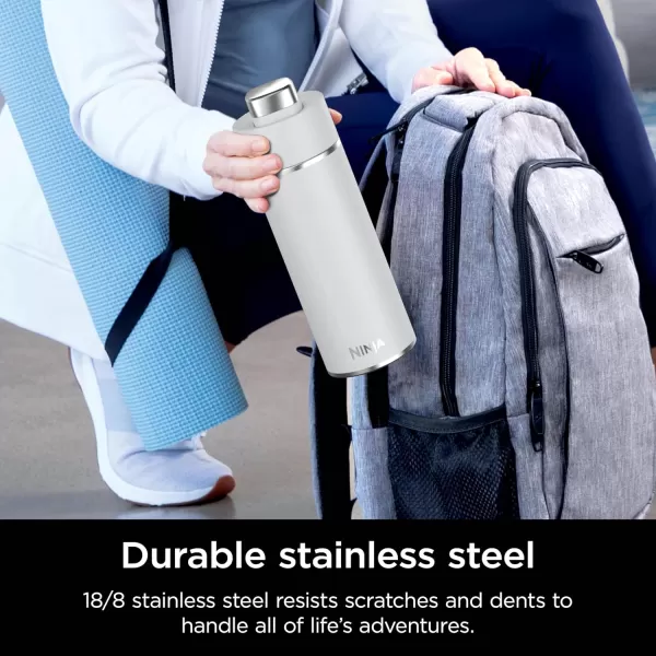 Ninja Thirsti 18oz Travel Water Bottle For Carbonated Sparkling Drinks Colder and Fizzier Longer Leak Proof 24 Hrs Cold Dishwasher Safe Stainless Steel Insulated Tumbler Charcoal Gray DW1801GYWhite