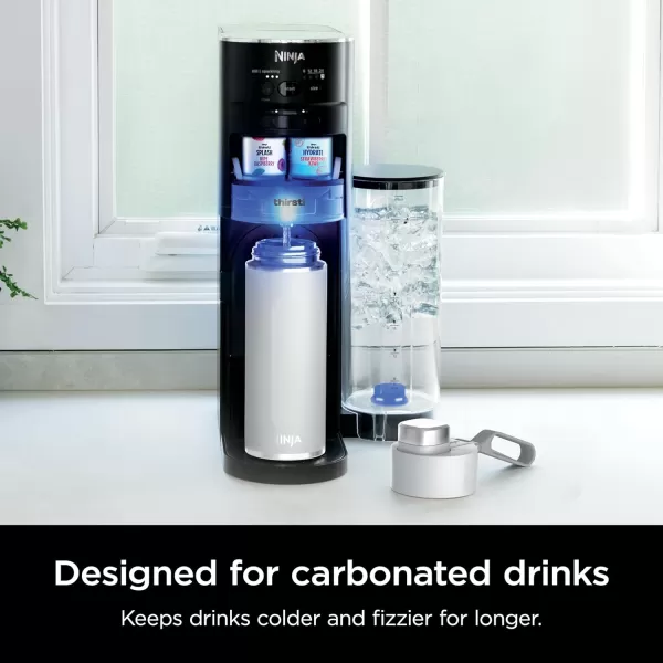 Ninja Thirsti 18oz Travel Water Bottle For Carbonated Sparkling Drinks Colder and Fizzier Longer Leak Proof 24 Hrs Cold Dishwasher Safe Stainless Steel Insulated Tumbler Charcoal Gray DW1801GYWhite