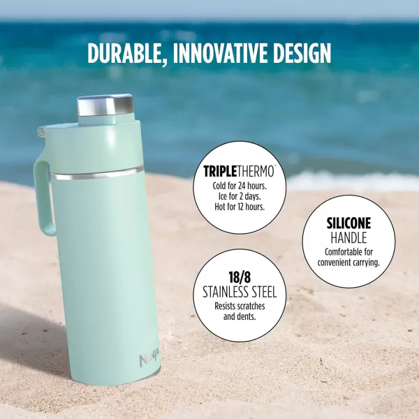 Ninja Thirsti 18oz Travel Water Bottle For Carbonated Sparkling Drinks Colder and Fizzier Longer Leak Proof 24 Hrs Cold Dishwasher Safe Stainless Steel Insulated Tumbler Cloud White DW1801WHMint