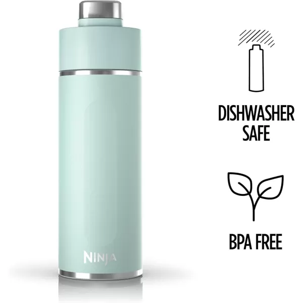 Ninja Thirsti 18oz Travel Water Bottle For Carbonated Sparkling Drinks Colder and Fizzier Longer Leak Proof 24 Hrs Cold Dishwasher Safe Stainless Steel Insulated Tumbler Cloud White DW1801WHMint