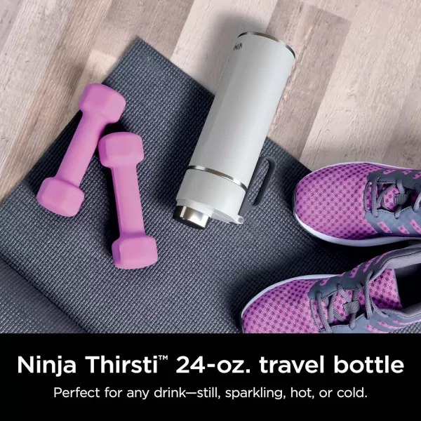 Ninja Thirsti 18oz Travel Water Bottle For Carbonated Sparkling Drinks Colder and Fizzier Longer Leak Proof 24 Hrs Cold Dishwasher Safe Stainless Steel Insulated Tumbler Charcoal Gray DW1801GYWhite