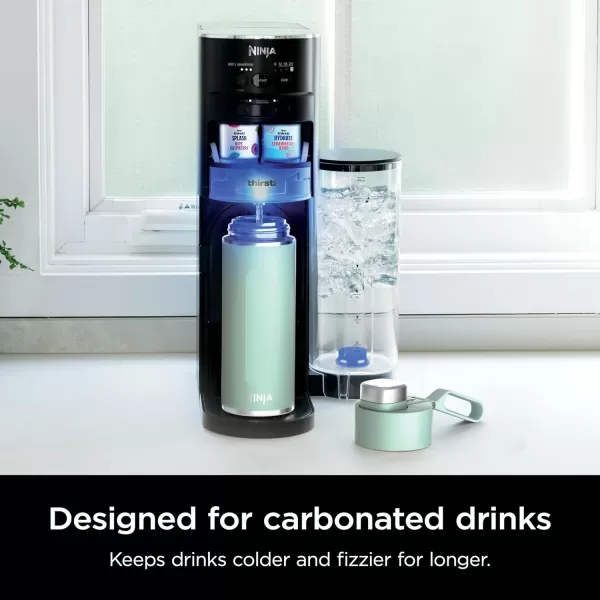 Ninja Thirsti 18oz Travel Water Bottle For Carbonated Sparkling Drinks Colder and Fizzier Longer Leak Proof 24 Hrs Cold Dishwasher Safe Stainless Steel Insulated Tumbler Cloud White DW1801WHMint