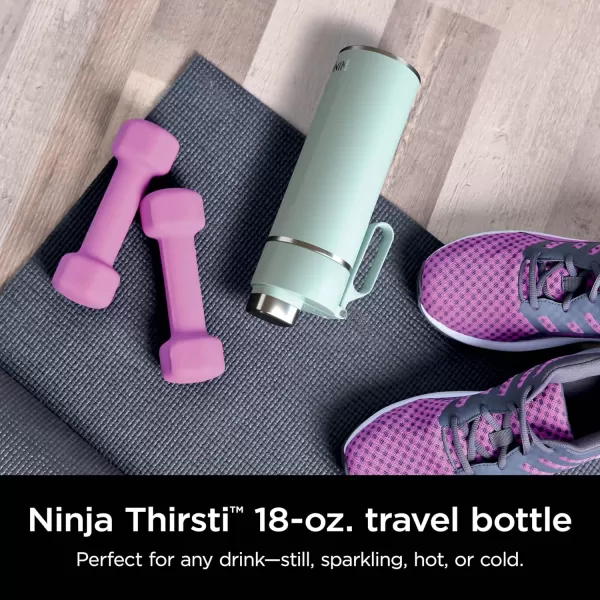 Ninja Thirsti 18oz Travel Water Bottle For Carbonated Sparkling Drinks Colder and Fizzier Longer Leak Proof 24 Hrs Cold Dishwasher Safe Stainless Steel Insulated Tumbler Cloud White DW1801WHMint