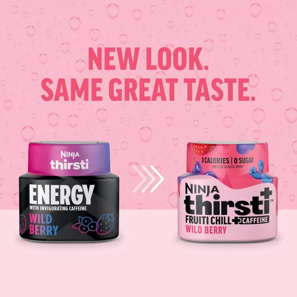 Ninja Thirsti Flavored Water Drops FRUITI CHILL Variety Pack Bold Fruit Flavor with Caffeine Sparkling or Still Calories Zero Sugar Makes 17 12oz drinks 3 Pack WCFV3Wild Berry