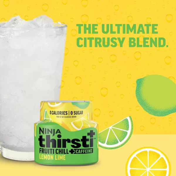 Ninja Thirsti Flavored Water Drops FRUITI CHILL Variety Pack Bold Fruit Flavor with Caffeine Sparkling or Still Calories Zero Sugar Makes 17 12oz drinks 3 Pack WCFV3Lemon Lime
