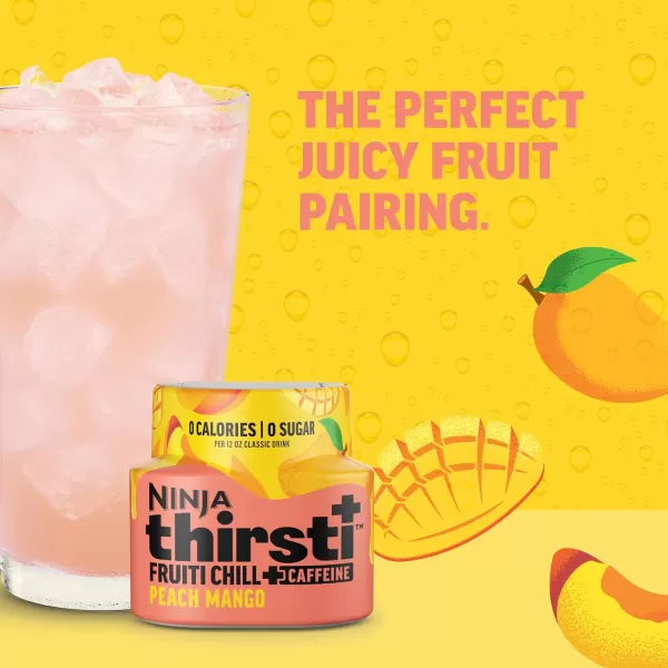 Ninja Thirsti Flavored Water Drops FRUITI CHILL Variety Pack Bold Fruit Flavor with Caffeine Sparkling or Still Calories Zero Sugar Makes 17 12oz drinks 3 Pack WCFV3Peach Mango