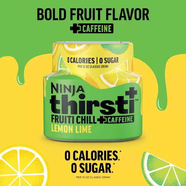 Ninja Thirsti Flavored Water Drops FRUITI CHILL Variety Pack Bold Fruit Flavor with Caffeine Sparkling or Still Calories Zero Sugar Makes 17 12oz drinks 3 Pack WCFV3Lemon Lime