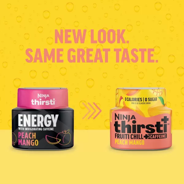 Ninja Thirsti Flavored Water Drops FRUITI CHILL Variety Pack Bold Fruit Flavor with Caffeine Sparkling or Still Calories Zero Sugar Makes 17 12oz drinks 3 Pack WCFV3Peach Mango