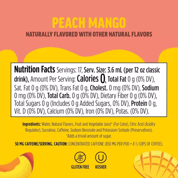 Ninja Thirsti Flavored Water Drops FRUITI CHILL Variety Pack Bold Fruit Flavor with Caffeine Sparkling or Still Calories Zero Sugar Makes 17 12oz drinks 3 Pack WCFV3Peach Mango