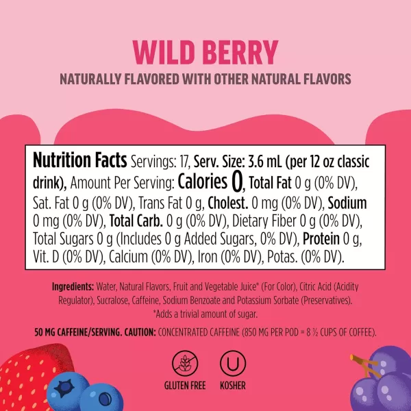 Ninja Thirsti Flavored Water Drops FRUITI CHILL Variety Pack Bold Fruit Flavor with Caffeine Sparkling or Still Calories Zero Sugar Makes 17 12oz drinks 3 Pack WCFV3Wild Berry