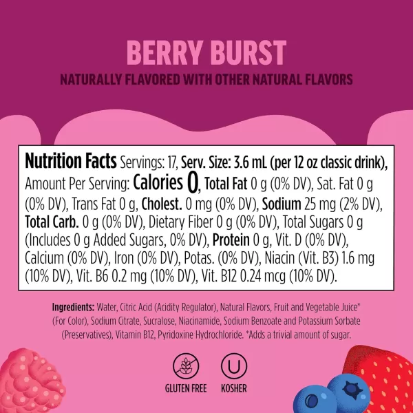 Ninja Thirsti Flavored Water Drops FRUITI CHILL Watermelon Lime Bold Fruit Flavor Sparkling or Still Zero Calories Zero Sugar Makes 17 12oz drinks 3 Pack WCFWTLIAMBerry Burst