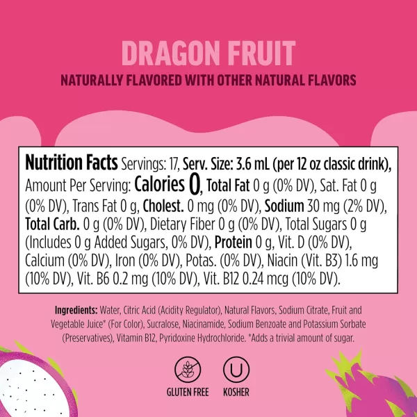 Ninja Thirsti Flavored Water Drops FRUITI CHILL Watermelon Lime Bold Fruit Flavor Sparkling or Still Zero Calories Zero Sugar Makes 17 12oz drinks 3 Pack WCFWTLIAMDragon Fruit