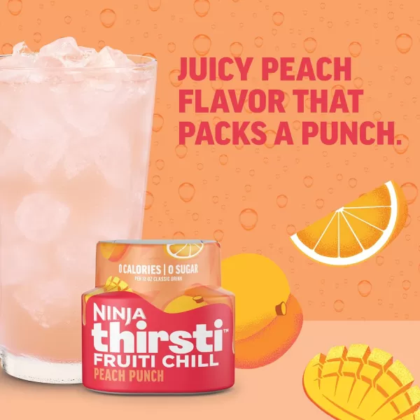 Ninja Thirsti Flavored Water Drops FRUITI CHILL Watermelon Lime Bold Fruit Flavor Sparkling or Still Zero Calories Zero Sugar Makes 17 12oz drinks 3 Pack WCFWTLIAMPeach Punch