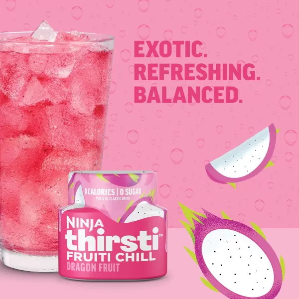 Ninja Thirsti Flavored Water Drops FRUITI CHILL Watermelon Lime Bold Fruit Flavor Sparkling or Still Zero Calories Zero Sugar Makes 17 12oz drinks 3 Pack WCFWTLIAMDragon Fruit