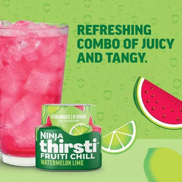 Ninja Thirsti Flavored Water Drops FRUITI CHILL Watermelon Lime Bold Fruit Flavor Sparkling or Still Zero Calories Zero Sugar Makes 17 12oz drinks 3 Pack WCFWTLIAMWatermelon Lime