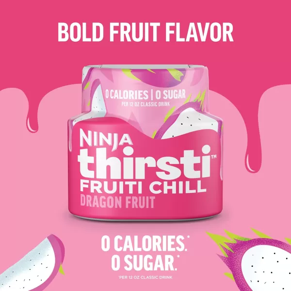 Ninja Thirsti Flavored Water Drops FRUITI CHILL Watermelon Lime Bold Fruit Flavor Sparkling or Still Zero Calories Zero Sugar Makes 17 12oz drinks 3 Pack WCFWTLIAMDragon Fruit