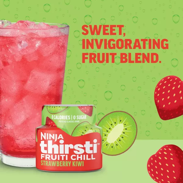 Ninja Thirsti Flavored Water Drops FRUITI CHILL Watermelon Lime Bold Fruit Flavor Sparkling or Still Zero Calories Zero Sugar Makes 17 12oz drinks 3 Pack WCFWTLIAMStrawberry Kiwi