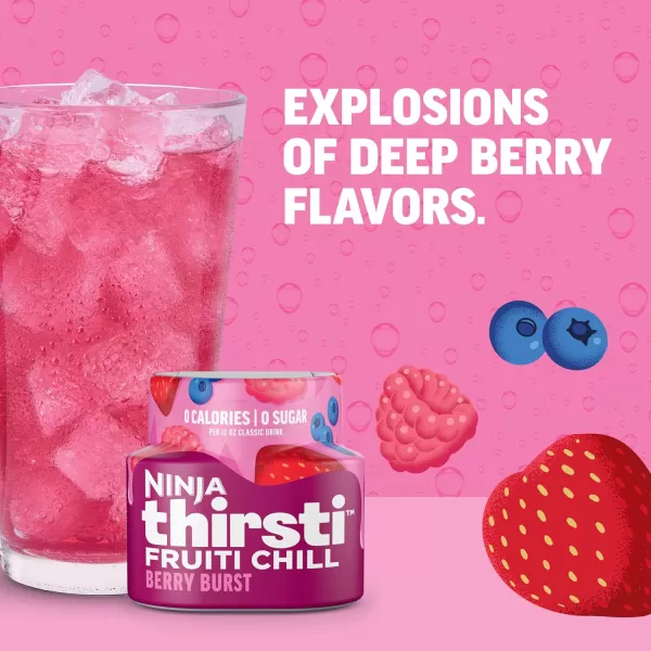 Ninja Thirsti Flavored Water Drops FRUITI CHILL Watermelon Lime Bold Fruit Flavor Sparkling or Still Zero Calories Zero Sugar Makes 17 12oz drinks 3 Pack WCFWTLIAMBerry Burst