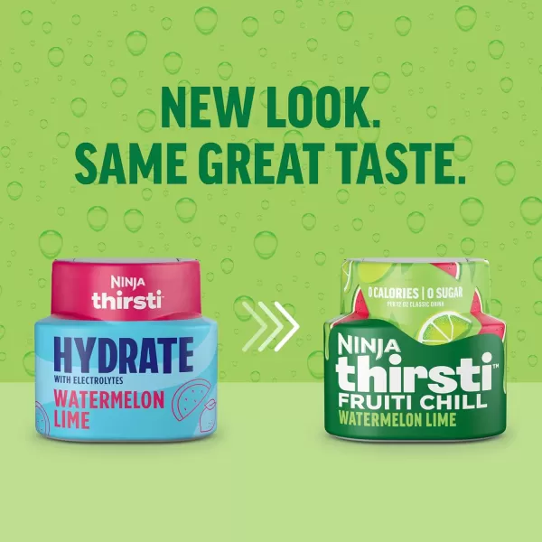 Ninja Thirsti Flavored Water Drops FRUITI CHILL Watermelon Lime Bold Fruit Flavor Sparkling or Still Zero Calories Zero Sugar Makes 17 12oz drinks 3 Pack WCFWTLIAMWatermelon Lime