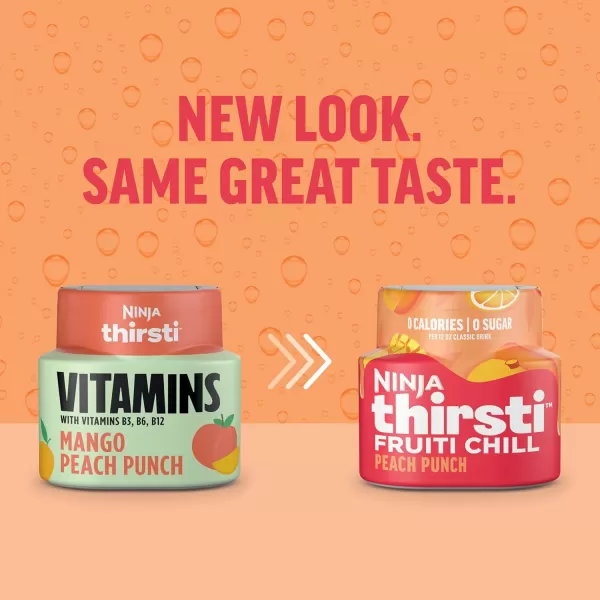 Ninja Thirsti Flavored Water Drops FRUITI CHILL Watermelon Lime Bold Fruit Flavor Sparkling or Still Zero Calories Zero Sugar Makes 17 12oz drinks 3 Pack WCFWTLIAMPeach Punch