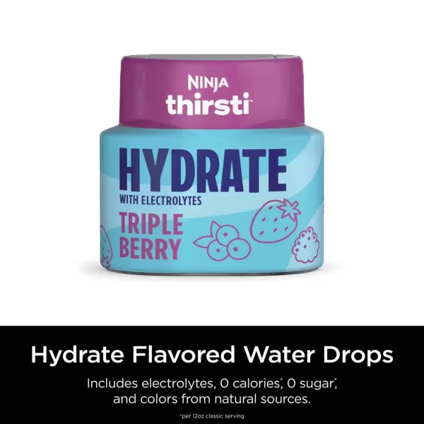 Ninja Thirsti Flavored Water Drops Hydrate With Electrolytes Triple Berry 3 Pack Zero Calories Zero Sugar 207 Fl Oz Makes 17 12oz Drinks WCFTRBYAMHYDRATE