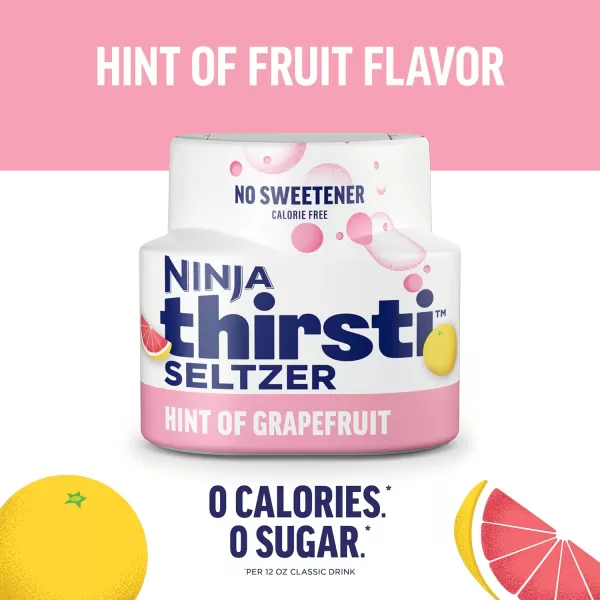 Ninja Thirsti Flavored Water Drops SELTZER Variety Pack Crisp and Refreshing Sparkling Water Zero Calories Zero Sugar Zero Sweeteners Makes 20 12oz drinks 3 Pack WCFV1Grapefruit