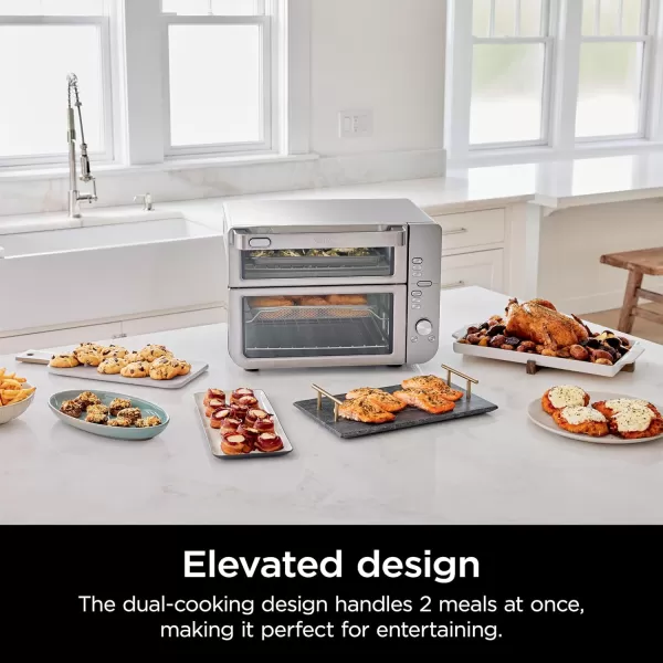 Ninja Toaster Oven Double Oven with FlexDoor FlavorSeal ampamp Smart Finish Rapid Top Oven Air Fry Bake Roast Toast Fry Pizza Convection Oven 13in1 Black DCT402BKStainless 12in1