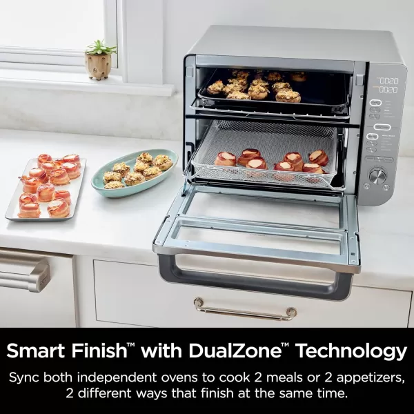 Ninja Toaster Oven Double Oven with FlexDoor FlavorSeal ampamp Smart Finish Rapid Top Oven Air Fry Bake Roast Toast Fry Pizza Convection Oven 13in1 Black DCT402BKStainless 12in1 with Thermometer