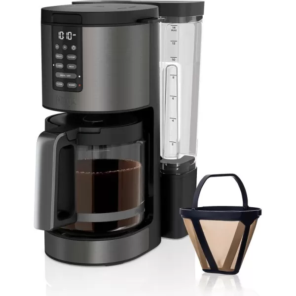 Ninja 14 Cup  Programmable Coffee Maker XL Pro with Permanent Filter 2 Brew Styles Classic ampamp Rich 4 Programs Small Batch Delay Brew Freshness Timer ampamp Keep Warm Stainless Steel DCM201Black Stainless Steel