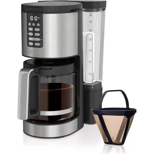 Ninja 14 Cup  Programmable Coffee Maker XL Pro with Permanent Filter 2 Brew Styles Classic ampamp Rich 4 Programs Small Batch Delay Brew Freshness Timer ampamp Keep Warm Stainless Steel DCM201Stainless Steel