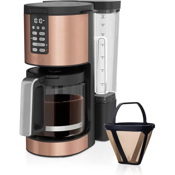 Ninja 14 Cup  Programmable Coffee Maker XL Pro with Permanent Filter 2 Brew Styles Classic ampamp Rich 4 Programs Small Batch Delay Brew Freshness Timer ampamp Keep Warm Stainless Steel DCM201Copper