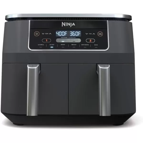 Ninja Air Fryer Thermometer Roast Bake Air Fry Crisps Broil Reheats Keep Warm 10in1 Fries Frozen Food Veggies and Meat Quick Meals Healthy Meals Less Oil 10 QT Grey DZ5508QT