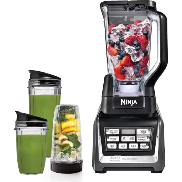 Ninja BL642 Nutri Ninja Personal ampamp Countertop Blender with 1200W AutoiQ Base 72 oz Pitcher and 18 24 ampamp 32 oz ToGo Cups with Spout Lids For Smoothies Shakes ampamp More Dishwasher Safe Black