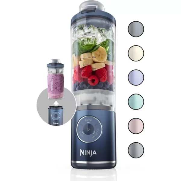 Ninja Blast Max Portable Blender  Twist ampamp Go Personal Blender Ninja Blender Smoothie Blend Ice Crush 3 Programs Cordless 22 oz removable Vessel Dishwasher Safe Leakproof Navy BC251NVNavy