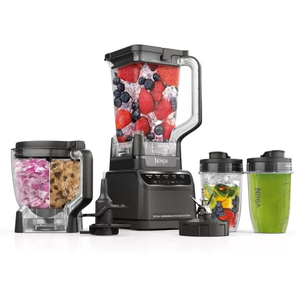 Ninja Blender Kitchen System forSmoothie Frozen Extract Chop ampamp Dough Pitcher 8cup Food Processor Bowl Smoothie Cup Ninja Total Crushing 1200 Watt BPA Free Dark Grey BR601AMZPitcherBowl2 18oz Cups